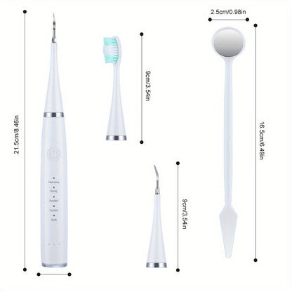 Electric Toothbrush Kit USB Rechargeable - Multi-Accessory Dental Care Set with Travel Case, Replaceable Brush Heads, Portable Oral Hygiene Device for Home & Travel, Gift for Men & Women, Black or White