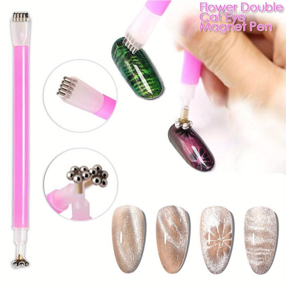 Cat Eye Gel Polish Kit 14Pcs Magnetic UV Nail Polish Set with Magnet Pen – 3D Shimmer Cat Eye Nail Art for Salon & DIY Manicure, Beginner to Pro, Long-Lasting LED Curable