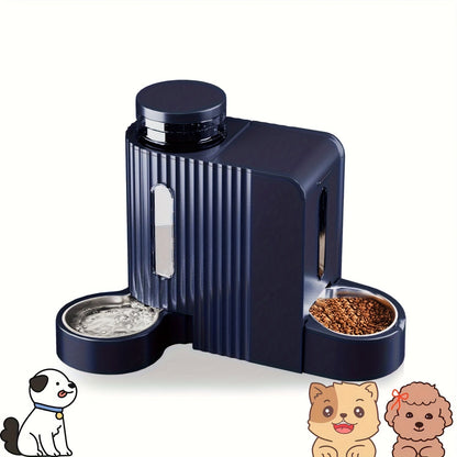 Gravity Dog Water Dispenser & Feeder 2-in-1 Set – 1.59 Gal Water + 5.73 lb Food, Automatic No-Electric Gravity Feeding Station with 304 Stainless Steel Bowl, Removable & Washable, for Small Medium Large Dogs All Life Stages