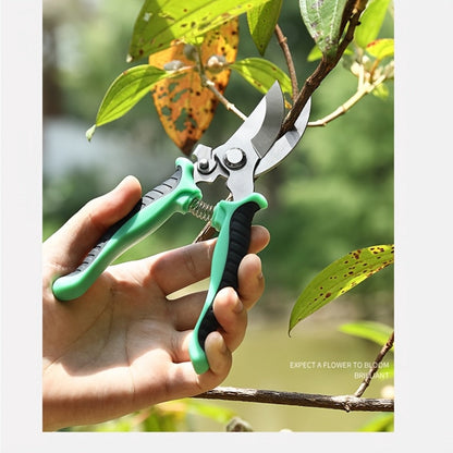 Gardening Pruning Tool Set 8 Piece Stainless Steel | Pruning Shears Scissors Pliers Ergonomic Handle with Wiping Cloth | Lawn Tree Garden Care Kit Orange Yellow Green