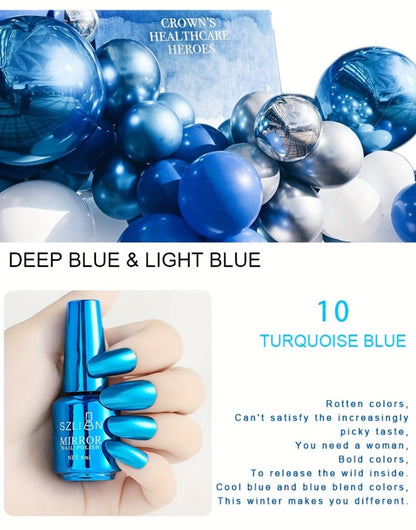 Mirror Chrome Nail Art Liner Gel Set 12 Colors with Built-In Thin Brush – Metallic 3D Effect Striping & Drawing Gel Polish, LED Curable Salon Manicure Gift Kit for Women | 0.27oz Each