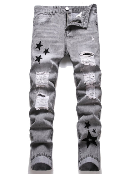Teen Straight Leg Ripped Jeans - Multicolor Washed Denim