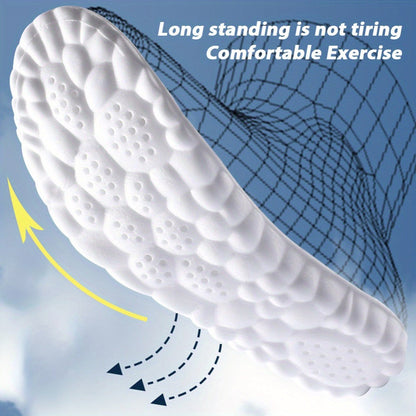 Memory Foam Insoles 3 Pairs - 4D High Elasticity Shoe Inserts for Men and Women, Breathable Comfort Insoles for Work, Sports, Walking, Standing All Day
