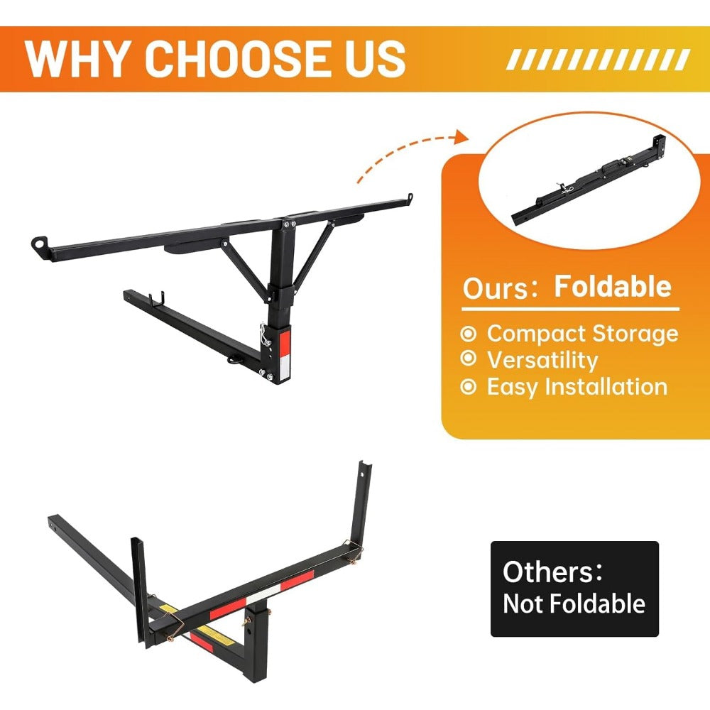 Truck Bed Hitch Extender 2 in 1 Design Foldable Extension Pickups Rack fits Canoe Boat Kayak ladder Lumber w/Flag Easy Installation with Hitch and Hardware (halloween & car accessories)