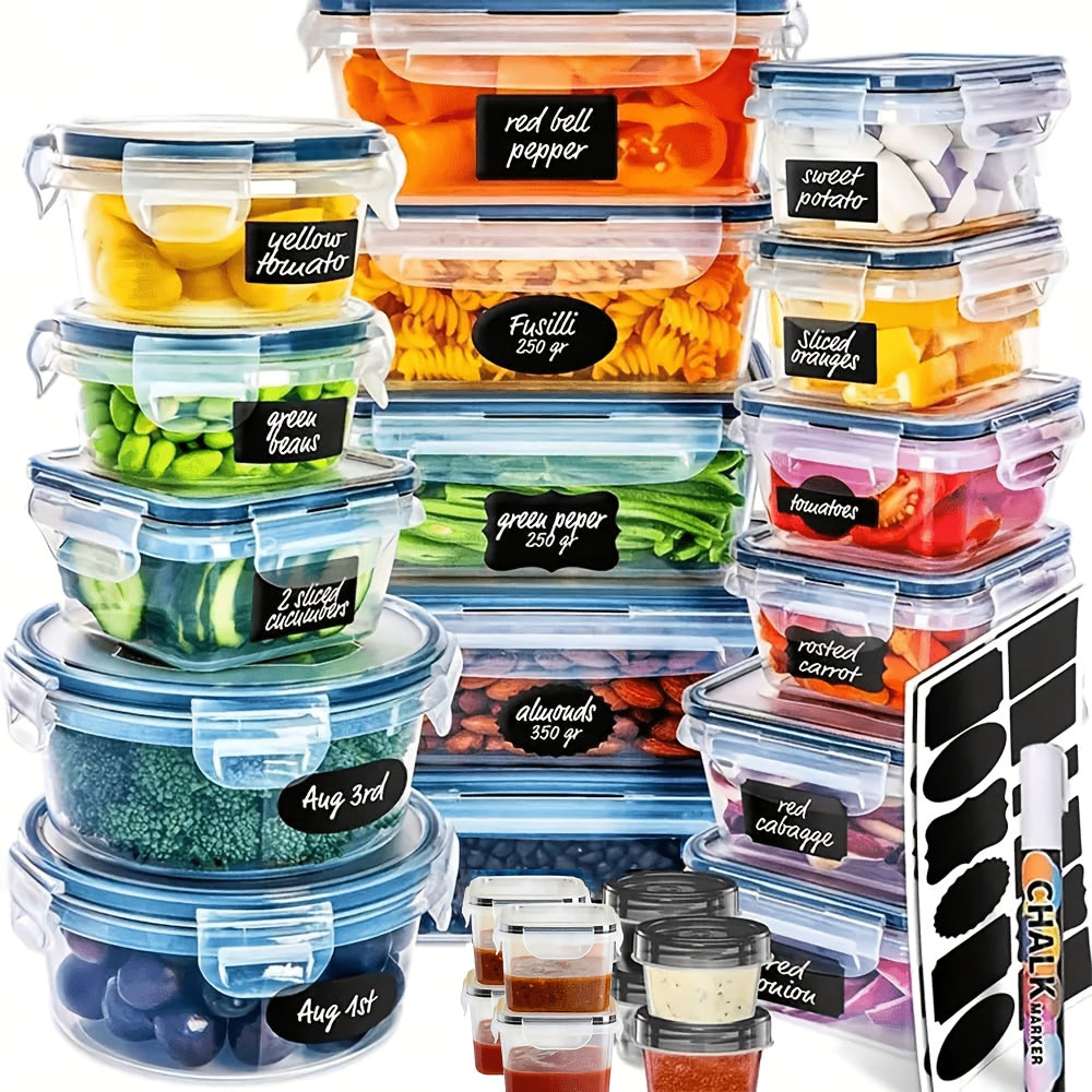 Sealed Food Storage Containers with Lids - Microwave Safe Outdoor Picnic Lunch Box Set for Salads, Fruits, Vegetables & Sandwiches, Durable Leak-Proof Meal Prep Containers, Available in 24/40/48pc Sets