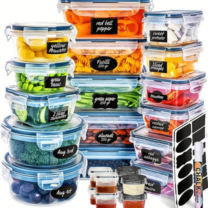 Sealed Food Storage Containers with Lids - Microwave Safe Outdoor Picnic Lunch Box Set for Salads, Fruits, Vegetables & Sandwiches, Durable Leak-Proof Meal Prep Containers, Available in 24/40/48pc Sets