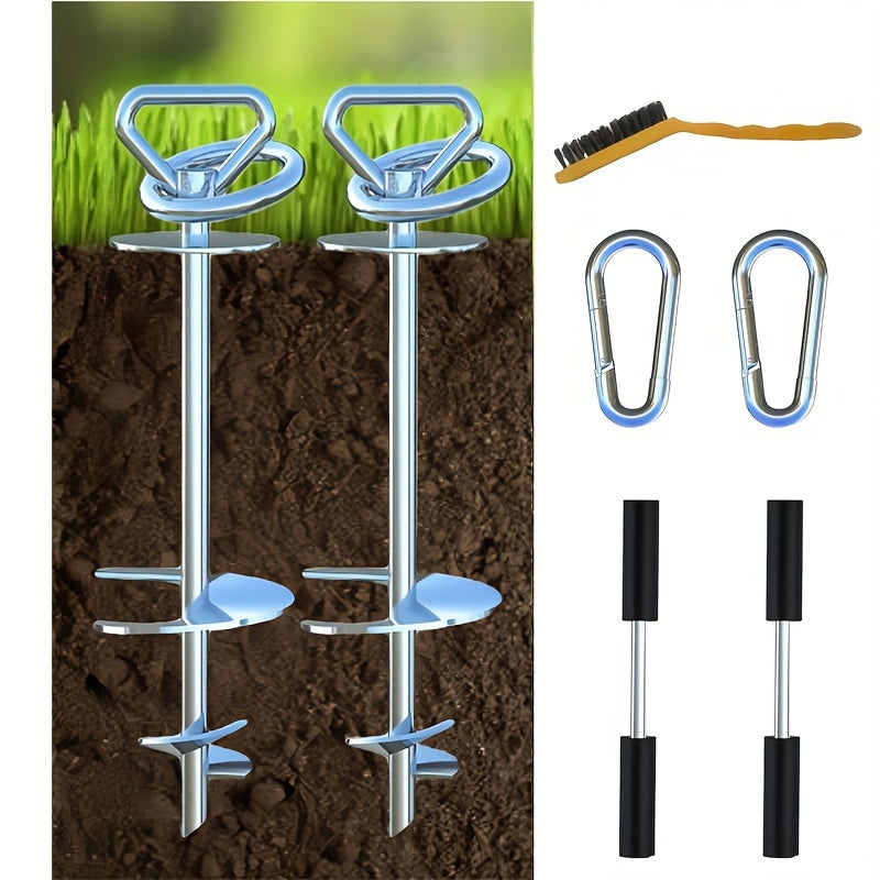 Dog Tie-Out Stake 304 Stainless Steel – 360° Swivel Anti-Tangle Spiral Ground Anchor for Dogs Up to 150 lbs | Easy Screw-In Setup | Outdoor Yard, Camping & Beach Use | 1 or 2 Set Options