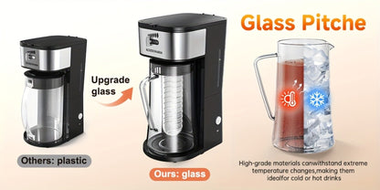 Iced Tea & Coffee Maker 3 QT Pitcher with Reusable Filter Basket | Adjustable Brew Strength | Cold Brew Machine for Iced Tea, Lattes, Lemonade & Flavored Water | Black