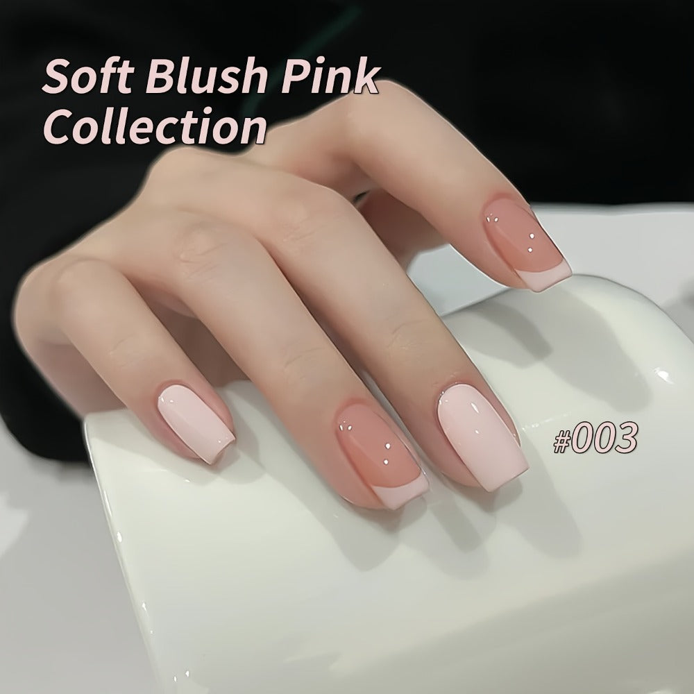 Gel Nail Polish Set 8 Colors Semi-Permanent Soak-Off LED Cure Long-Lasting Manicure Kit - 0.51oz Each Bottle Gentle Pink Shades 001-008 DIY Home Salon Nail Art Gift for Women