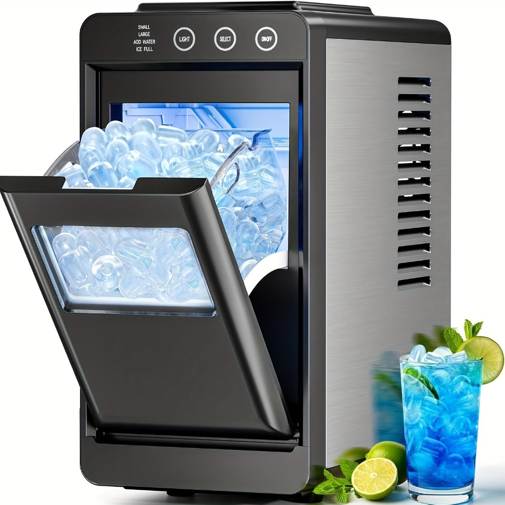 Portable Ice Machine – 28 Lbs/24Hrs, 8 Ice Cubes in 6 Mins, Self-Cleaning, Quiet Compact Countertop Ice Maker with 27oz Tank, 1.1lb Storage Basket & Scoop for Home, Kitchen, Camping & RV
