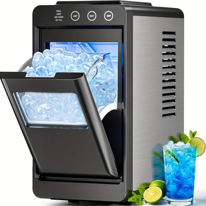 Portable Ice Machine – 28 Lbs/24Hrs, 8 Ice Cubes in 6 Mins, Self-Cleaning, Quiet Compact Countertop Ice Maker with 27oz Tank, 1.1lb Storage Basket & Scoop for Home, Kitchen, Camping & RV