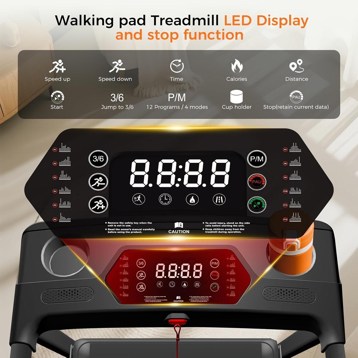 Folding Treadmill 3-in-1 with 14% Auto Incline & Handle – 3.0HP Quiet Walking Pad for Home, 300LBS Capacity, Portable Under Desk Treadmill for Walking, Jogging & Running