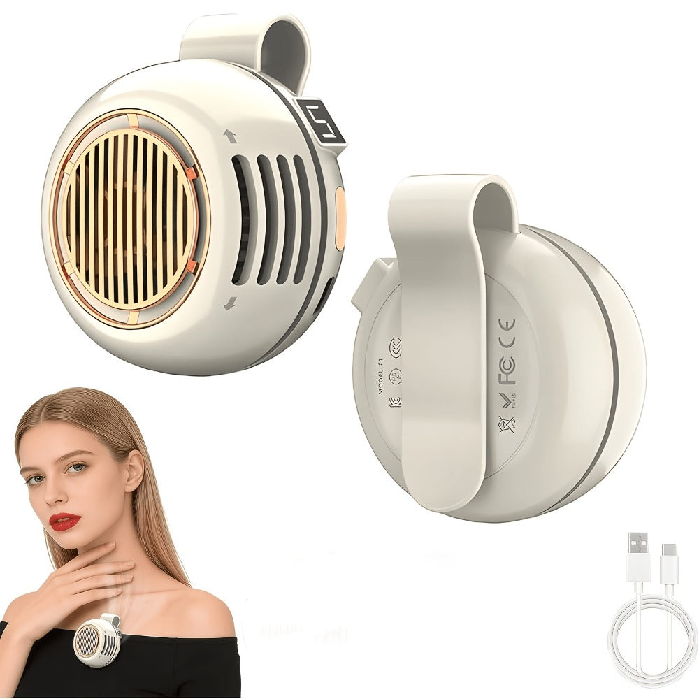 Clip-On Bladeless Neck Fan 360° Surround Wind | Rechargeable Hands-Free Mini Fan for Shirt & Waist, Portable Personal Cooling for Outdoor, Travel & Sports – Digital Display Option, Pink, Green & White, 1pc & 2pcs