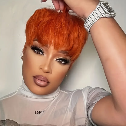 Short Pixie Cut Wig with Bangs Women Synthetic Hair 4 Inch | Lightweight Layered Natural Look | Multi-Color Halloween Cosplay Christmas Party Everyday Wear