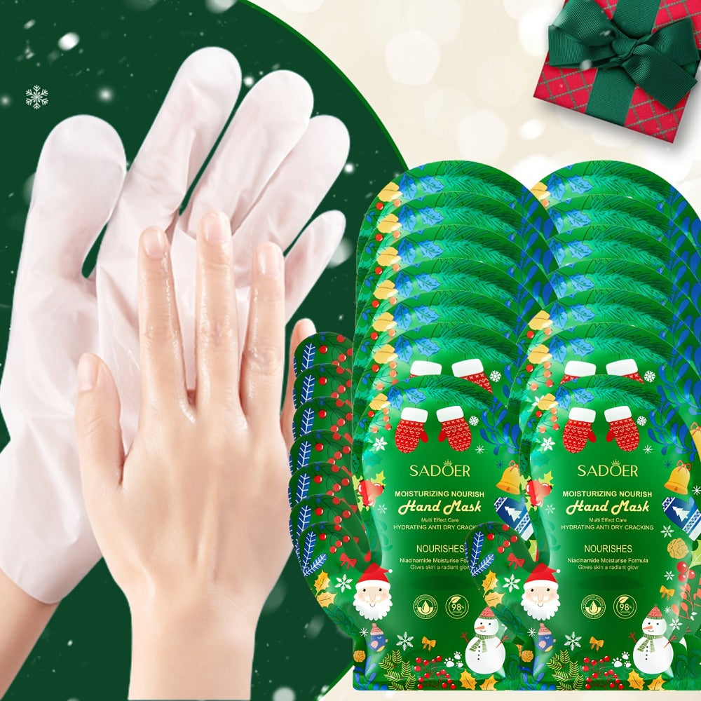 Collagen Hand & Foot Mask Set 12PCS - Deep Moisturizing Niacinamide Glycerin Hydrating Spa Treatment for Dry Cracked Hands & Feet - 6 Hand Masks + 6 Foot Masks Gift for Women Mom