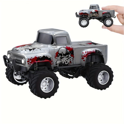 RC Monster Truck 1:64 Scale Alloy Shell with LED Lights | Multi-Control Modes, Adjustable Speed & Steering | Mini Off-Road Toy Car for Kids Adults
