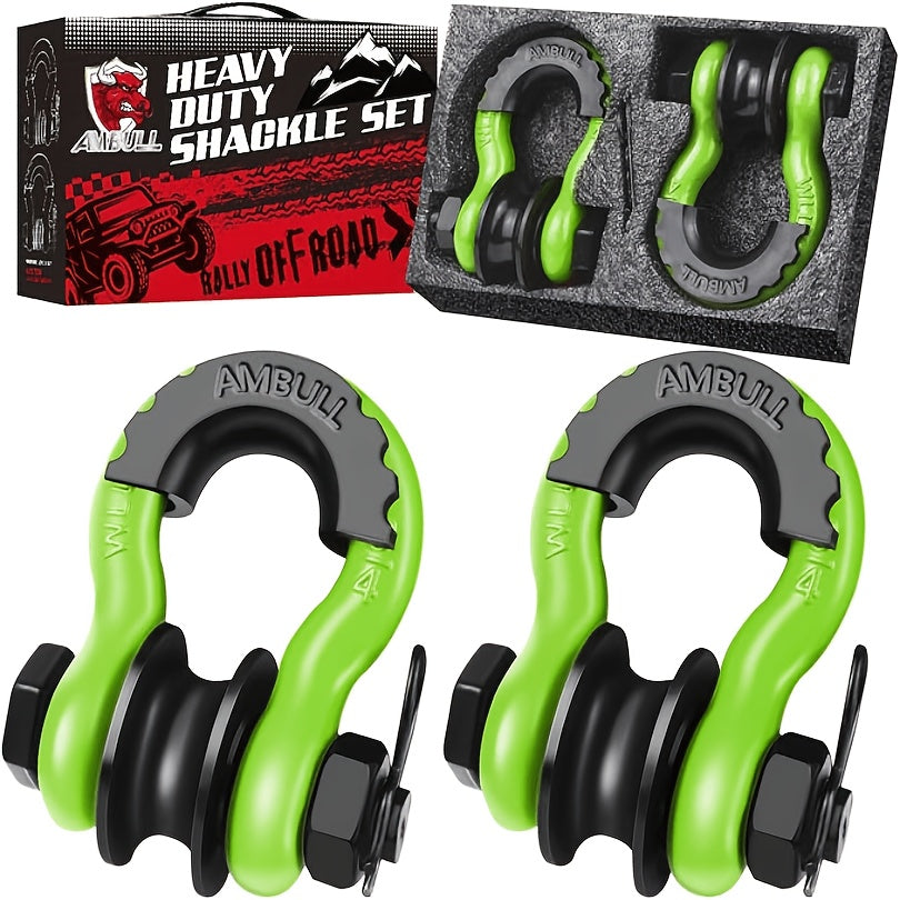 Upgraded Snatch Block, 3/ 4" D Ring Shackle (2 Pack) 32, 000lb Break Strength with Towing Pulley, Heavy Duty Offroad Recovery Accessory for Truck, Tractor, ATV & UTV Carbon Steel And Alloy Steel Materials