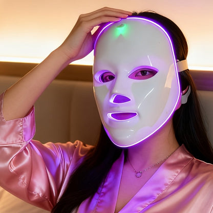 LED Light Therapy Facial Mask 7-Color USB Rechargeable Portable - Skin Rejuvenation Anti-Aging Acne Treatment Collagen Boost Home Beauty Device - Skincare Gift for Women Girlfriend All Skin Types