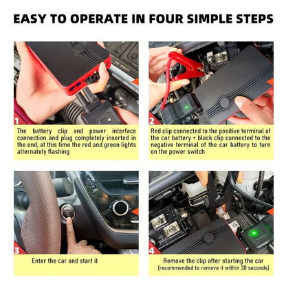 Portable Car Jump Starter Power Bank 200A Peak – 12V Emergency Battery Booster for Gas Engines Under 2.0L, USB & Type-C Charging, LED Light, Lithium Battery, Compact 460g Design