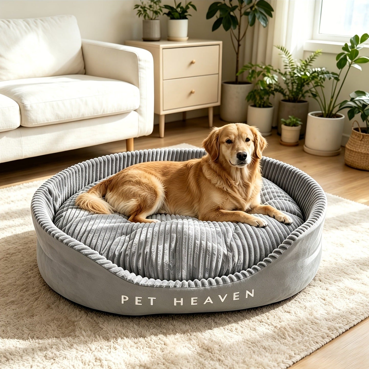 Furry Round Pet Bed for Dogs & Cats - Soft Warm Washable Dog Bed with Anti-Slip Base, Foldable Breathable Plush Cat Bed Mattress for Small Medium Large Pets, Indoor Dog Cage Pad, Sizes M-XXL
