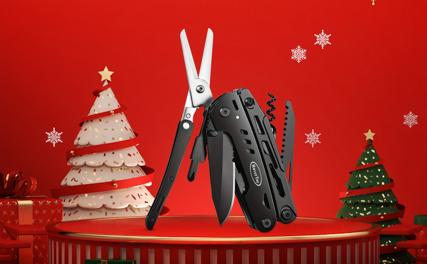 18-in-1 Stainless Steel Multitool Pocket Knife – Pliers, Scissors, Saw, Corkscrew & 9 Screwdrivers with Safety Lock & Nylon Sheath – EDC Multi-Tool for Camping, Hiking & Survival