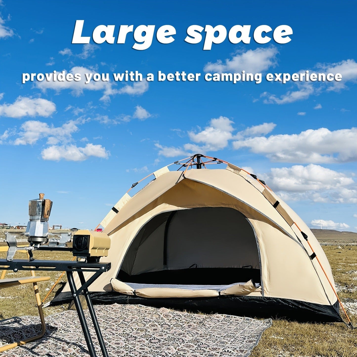 Pop Up Camping Tent Instant Setup – Automatic Windproof Lightweight Tent with Dual Doors & Mesh Windows, All-Season Waterproof Design for 1-3 & 3-4 Person, Ideal for Camping, Hiking & Travel