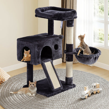 Cat Tree Tower Multi-Level for Indoor Cats - Cat Furniture with Sisal Scratching Posts, Plush Perches, Hammock, Basket & Corner Condo Cave, Hanging Toys & Climbing Ramp, Multiple Sizes & Colors