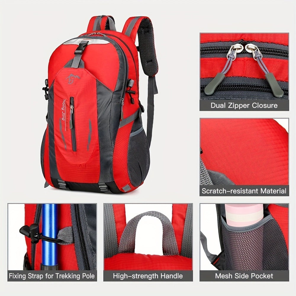 Hiking Backpack 25.8L Outdoor Mountaineering Bag – Large Capacity Travel Sports Rucksack with Torso Adjustment for Trekking, Camping, Climbing & Day Trips, Available in Red, Blue, Black & Orange