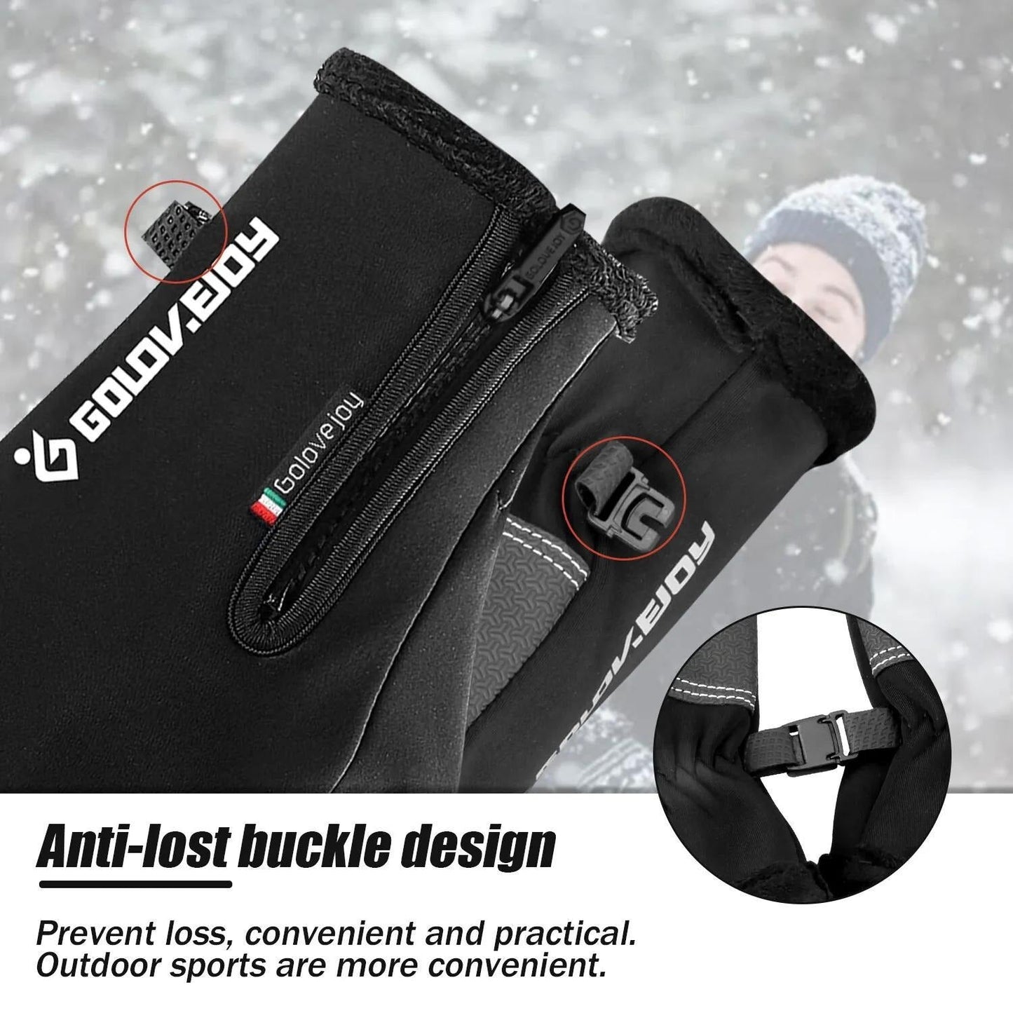 Windproof Knit Gloves for Outdoor Riding & Skiing – 2 Pairs Full-Finger Slip-Resistant Winter Gloves | 100% Polyamide Warm Gloves for Men & Women | S M L XL XXL | Black Gray