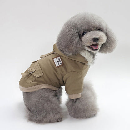 Dog Vest Coat Two-Leg Autumn Winter Lined Warm Pet Clothes for Small Medium Dogs, Sleeveless Back Coverage Dog Jacket for Cold Weather, Sizes S M L XL XXL, Deep Gray & Khaki