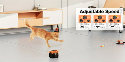 Interactive Cat Toy Auto & Remote Control - Electric Feather Mouse Lure Coursing Machine with DIY Track, Mouse Sounds, Auto Timer, Boredom Buster for Indoor Cats Kittens, 2 Speed Modes