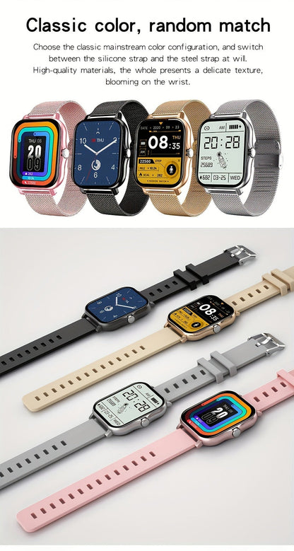 Bluetooth Calling Smartwatch with 1.83" Full Touch Screen, Multiple Sport Modes, Music Control & Sedentary Reminder – Fitness Tracker Watch Compatible with Android & iPhone for Men and Women, Dual Strap