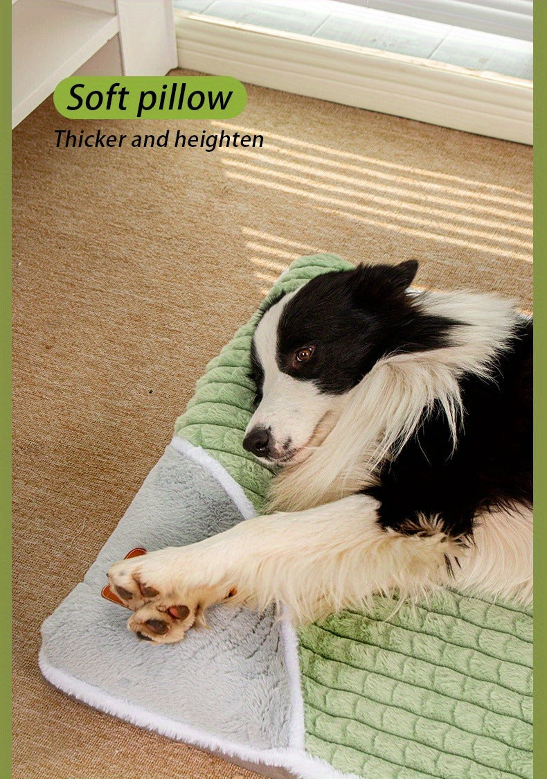 Thickened Dog Bed & Cat Bed Mat with Pillow – Anti-Slip, Machine Washable, Detachable Crate Mat for All Dogs & Cats, L & XL