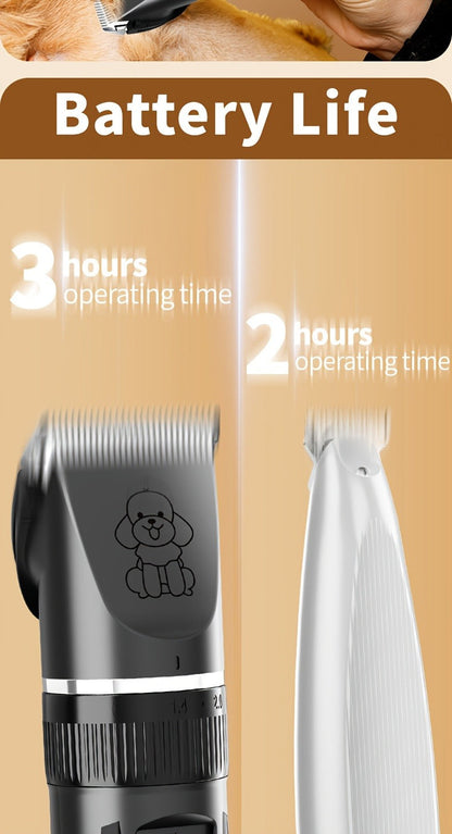 Pet Grooming Kit with Quiet Rechargeable Clippers - Cordless Electric Shaver & Complete Tool Set for Dogs and Cats, Low Noise Home Grooming with Digital Display Option