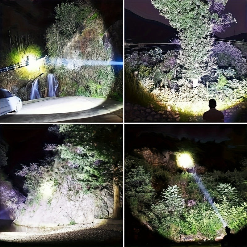 Waterproof LED Flashlight 6 Modes 3 Color Filters Solar USB Rechargeable IPX4 Torch for Hunting Camping Boating Hiking Emergency