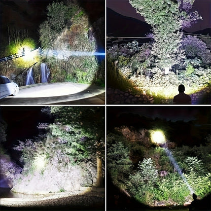 Waterproof LED Flashlight 6 Modes 3 Color Filters Solar USB Rechargeable IPX4 Torch for Hunting Camping Boating Hiking Emergency