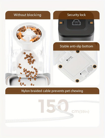Smart WiFi Automatic Pet Feeder 101oz - App Control, Up to 10 Meals Per Day, HD Camera Option with 2.4G & 5G, Voice Assistant Compatible, USB Powered, Remote Monitoring for Cats & Dogs, IMIPAW