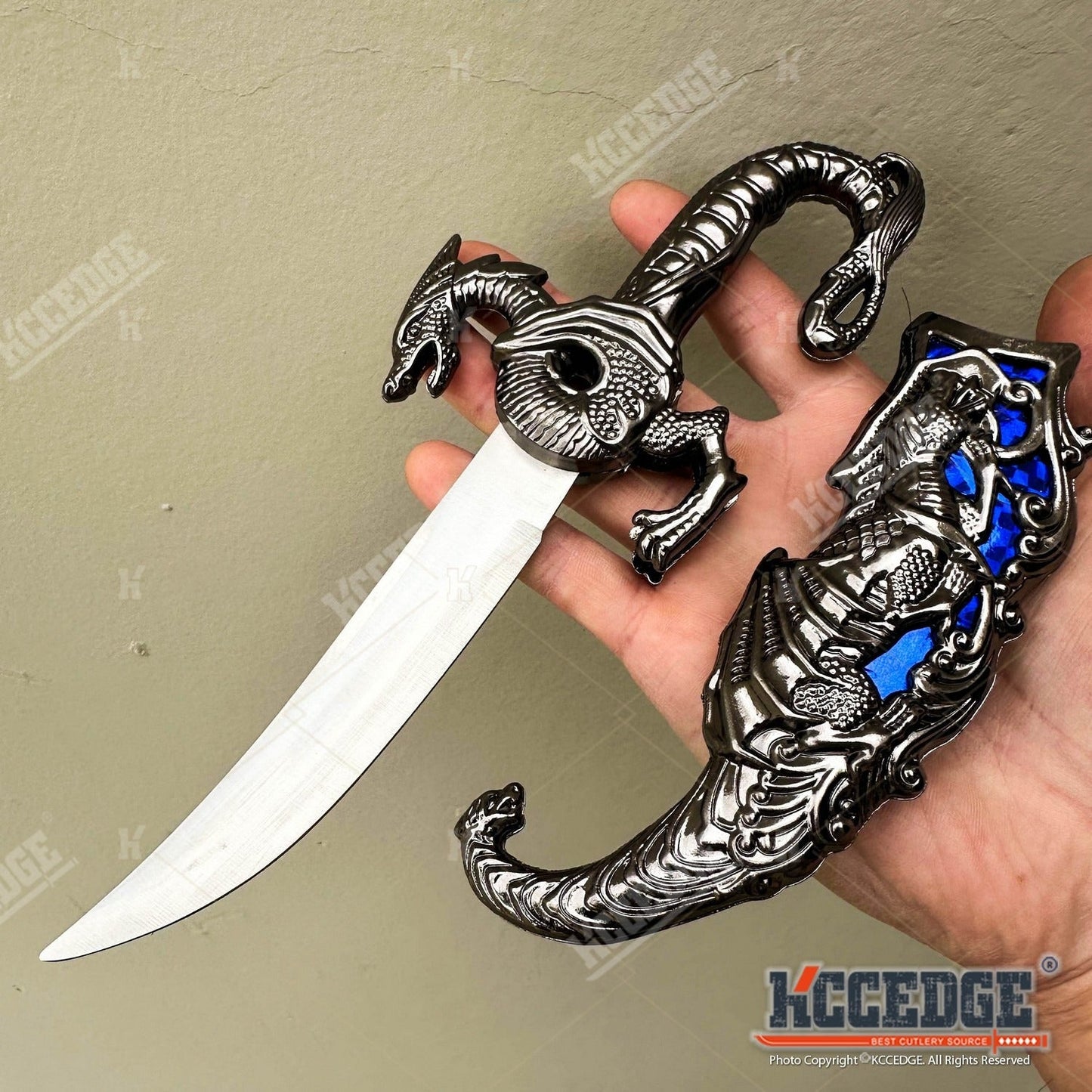 Medieval Fantasy Fixed Blade Knife with Scabbard – 9" Dragon Cosplay Collectible Dagger, 440 Stainless Steel, Historical Replica for Display & Medieval Fair Props
