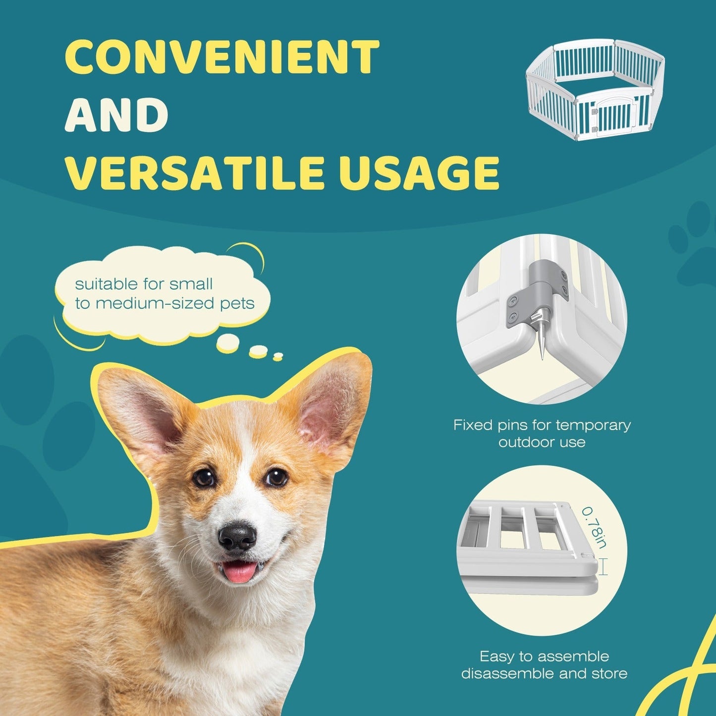 Foldable Dog Playpen & Indoor Outdoor Pet Fence – Portable, Easy to Clean, 4-Panel & 6-Panel, White & Black
