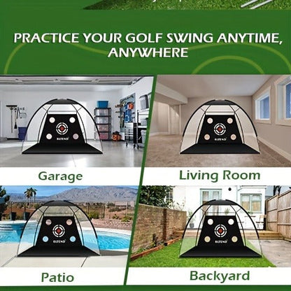 Golf Practice Net with Mat Set 10x7ft – Heavy Duty Backyard Driving Hitting Net with Turf Mat Golf Balls Rubber Tees & Carry Bag for Indoor Outdoor Training – Golf Gift for Men Women