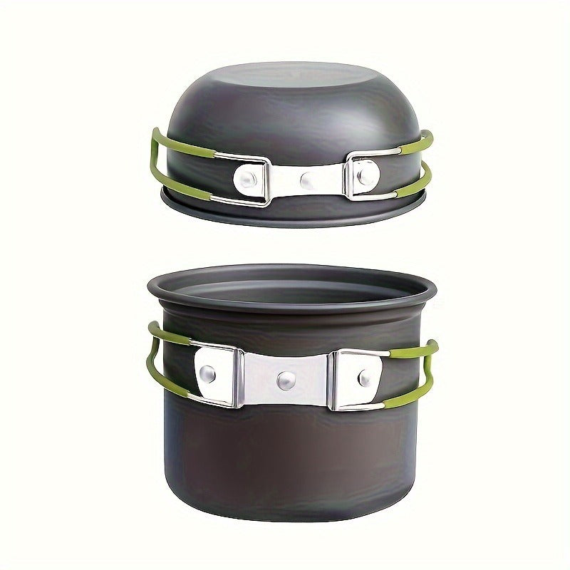 Stainless Steel Camping Cookware Set Portable Outdoor Cooking Pot with Foldable Storage Knives Forks Lightweight Compact for Backpacking Hiking Picnic Travel Orange Green Gift Ready