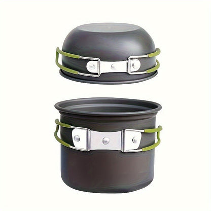 Stainless Steel Camping Cookware Set Portable Outdoor Cooking Pot with Foldable Storage Knives Forks Lightweight Compact for Backpacking Hiking Picnic Travel Orange Green Gift Ready