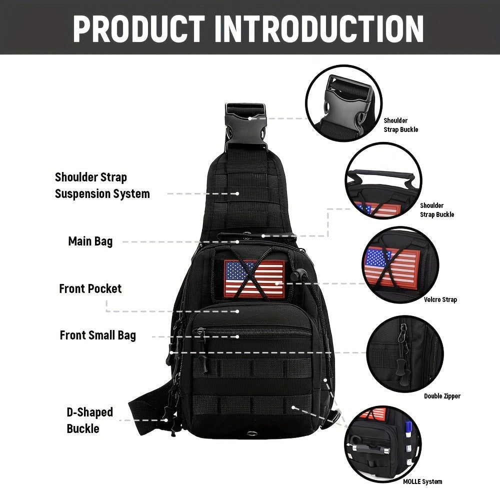 Tactical Sling Backpack Lightweight Military Shoulder Bag – Cycling, Sports, Travel & Daily Use, Zipper Closure, Available in Green, Black, Khaki, Desert, Grey & Jungle Camo