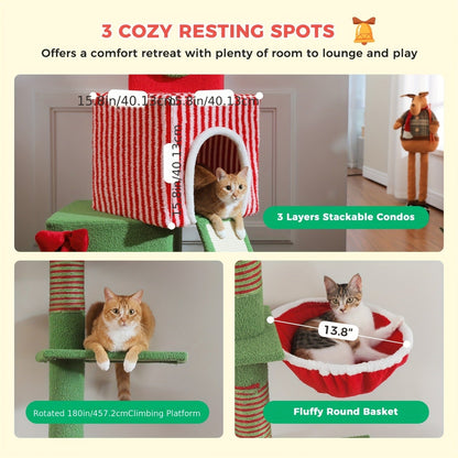 Floor to Ceiling Cat Tree Tower 90–107" – 4-Tier Tall Adjustable Cat Climbing Post with Tension Rod | Ceiling-Mounted Stable Cat Activity Center for Indoor Cats, Multiple Colors