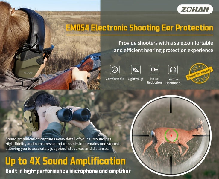Electronic Shooting Earmuffs NRR 22dB Active Noise Cancelling Hearing Protection with Sound Amplification - Foldable Adjustable Ear Muffs for Shooting Range Hunting Mowing, Pink Green Brown Blue Black Camo