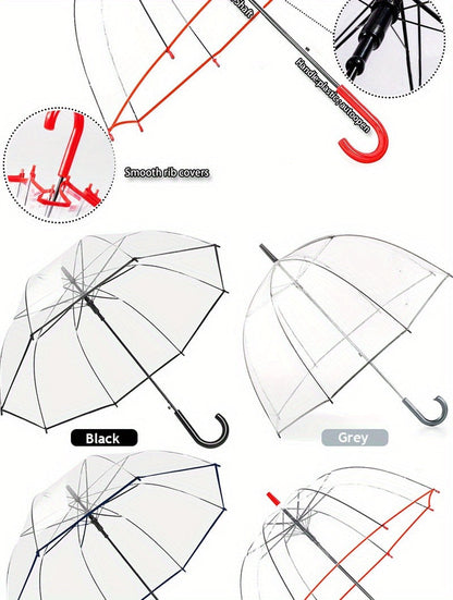 Clear Dome Bubble Umbrella 2 Pack Windproof Rainproof Auto Open 47 Inch Wide Canopy 8-Rib PVC Transparent Umbrella for Weddings Proms Graduations Outdoor Events