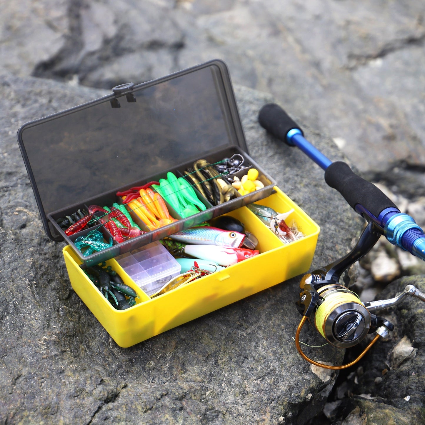 Fishing Lures Kit with Tackle Box – Mixed Plastic & Metal Baits, Hooks, Swivels & Jig Hooks (110/252/361pcs)