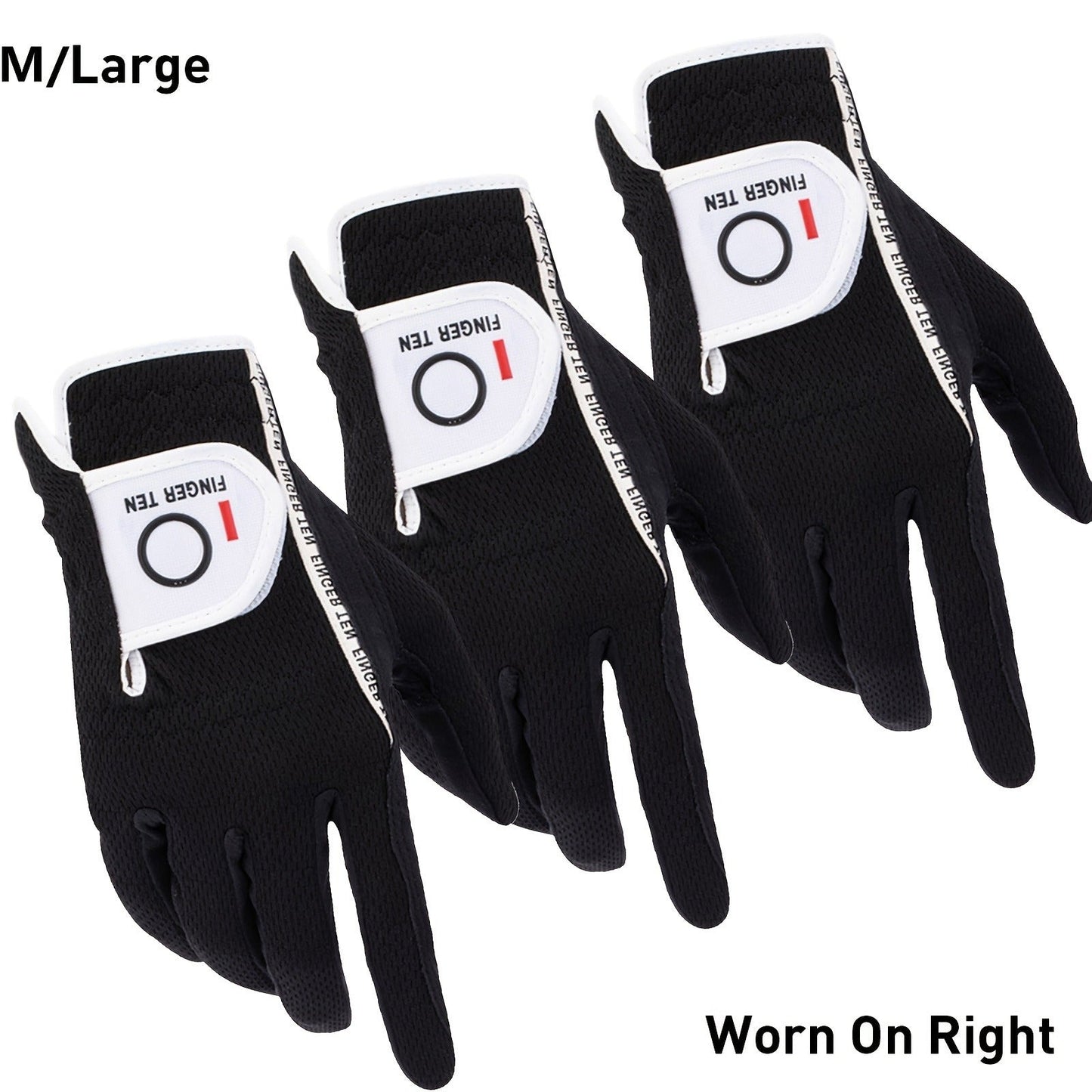 Wet Weather Golf Gloves Rain Grip 3-Pack for Men | Breathable Water-Resistant Golf Gloves for Left & Right Hand – Durable Comfortable Fit in Hot & Wet Conditions (Black, Gray, White | S–3XL)