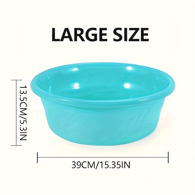 Plastic Wash Basin 12 Quart Stackable Round Tub - Portable Household Washing Bowl for Kitchen, Camping, Face Washing, Fruit & Vegetable Cleaning, Dish Washing & Bottle Rinsing, 4 Colors, Small to Oversized