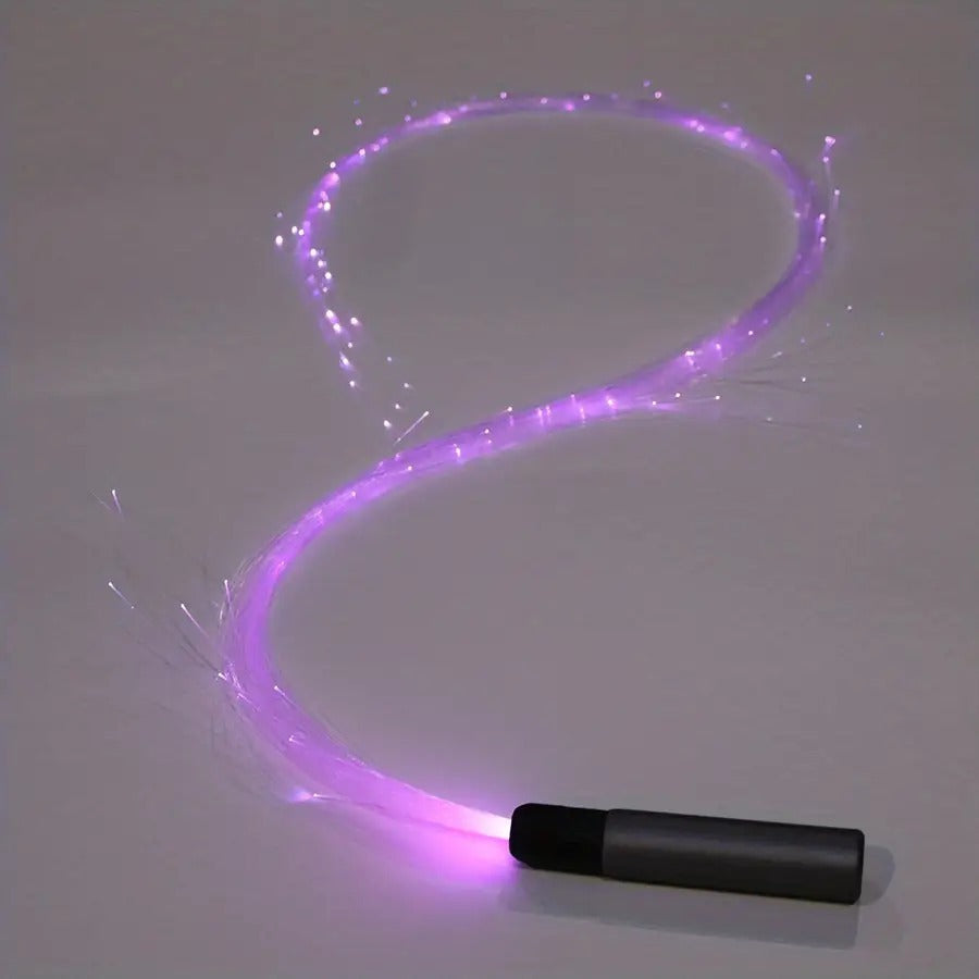 Rechargeable LED Fiber Optic Whip | 7-Color Glow Rave Dance Toy